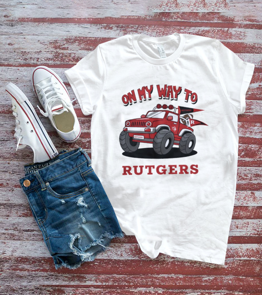 Rutgers Scarlet Knights On My Way To Rutgers Jeep Flags T-Shirt