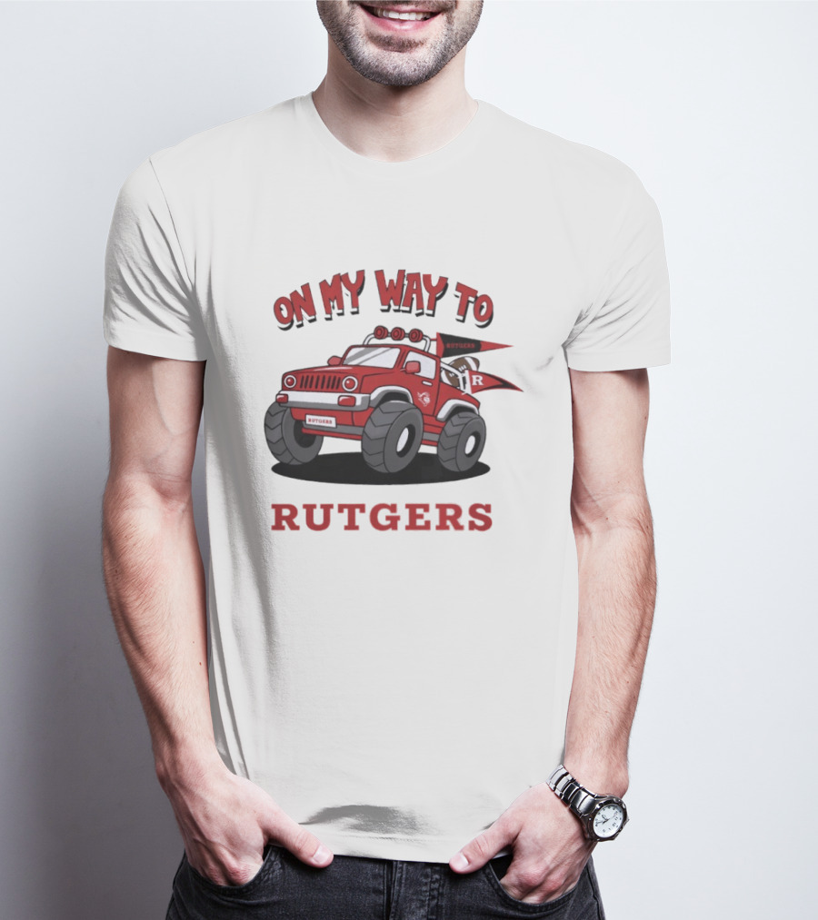 Rutgers Scarlet Knights On My Way To Rutgers Jeep Flags T-Shirt