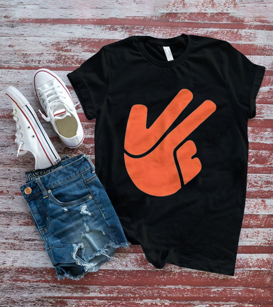 Jb11 Peace Sign Orange Hand Gesture T-Shirt
