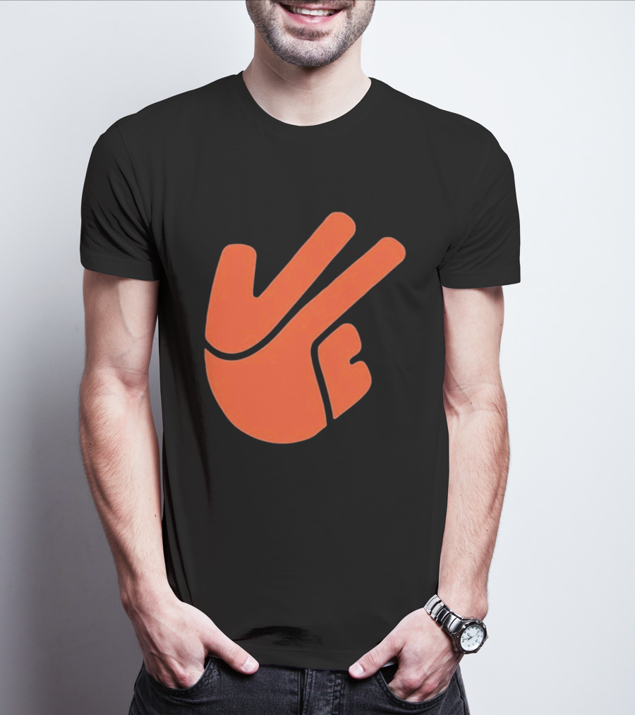 Jb11 Peace Sign Orange Hand Gesture T-Shirt