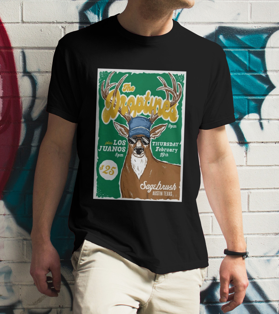 The Droptines Sagebrush Austin Texas Concert February 19 Plus Los Juanos 2026 T-Shirt