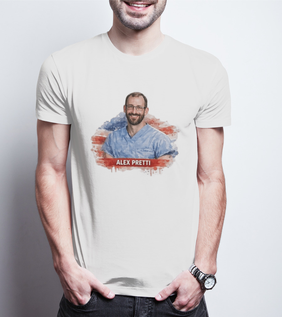 Alex Pretti Memorial ICU Nurse American Flag T-Shirt