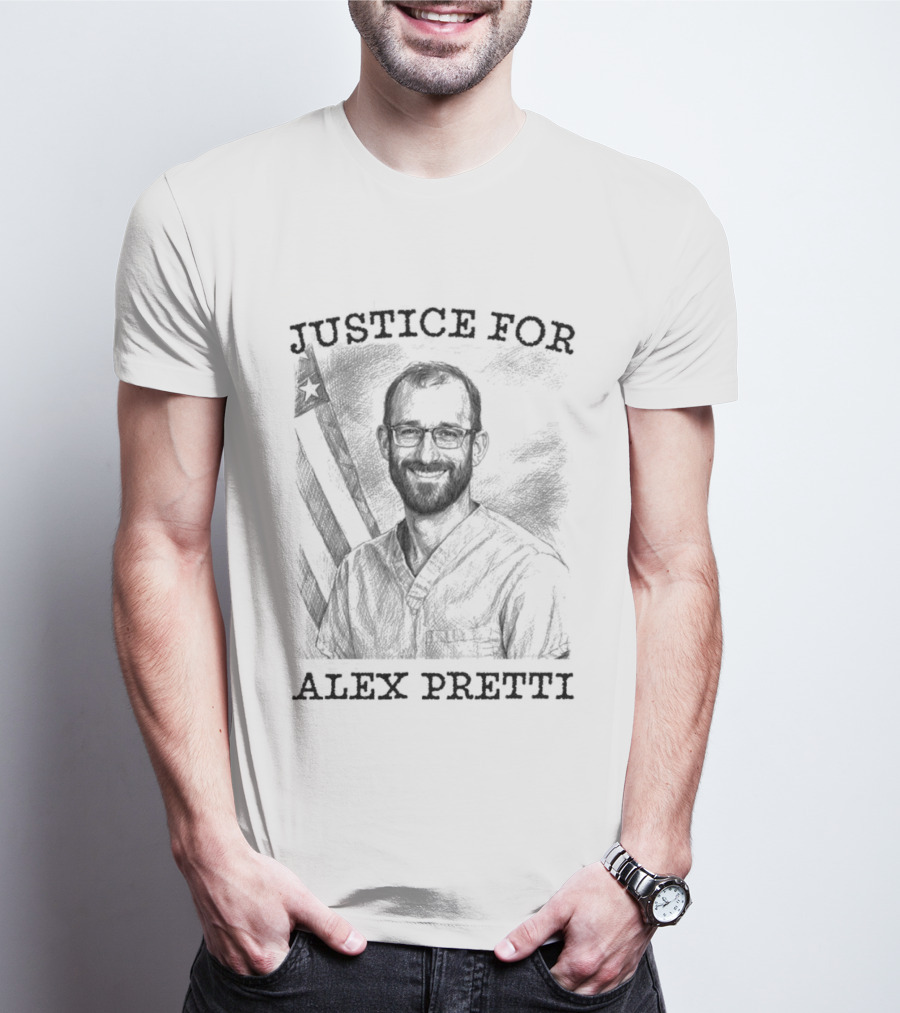 Justice For Alex Pretti Abolish ICE Protest With American Flag T-Shirt