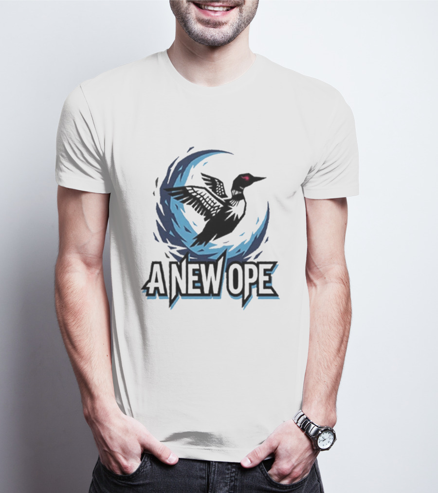 A New Ope Loon Bird Silhouette In Blue Moon Sky T-Shirt