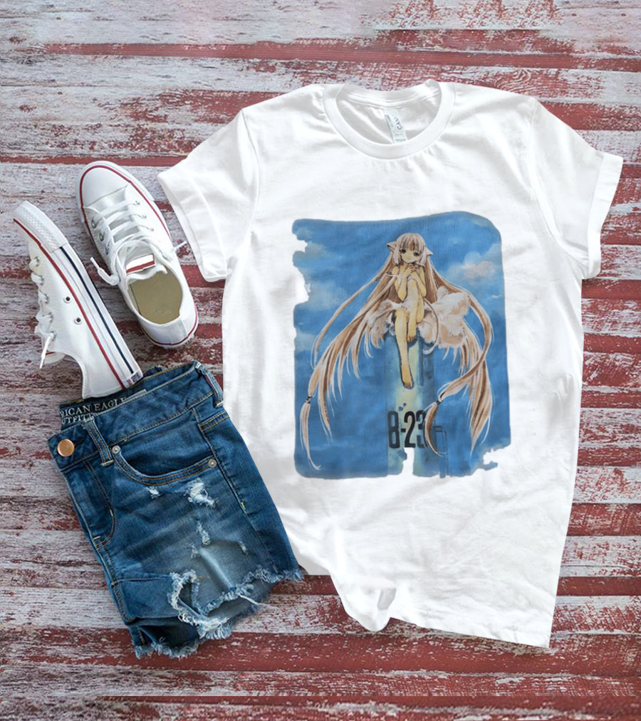 8 23 Chobits Anime Character Sitting Clouds T-Shirt