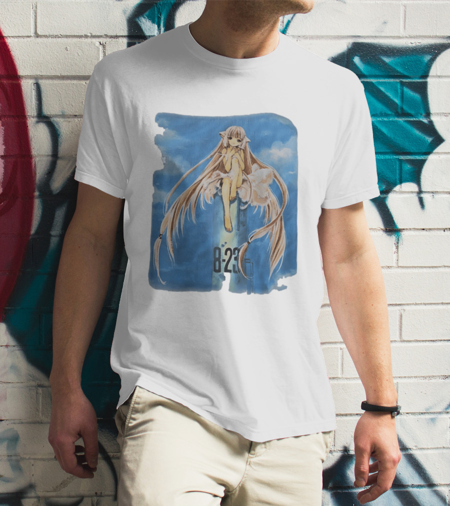 8 23 Chobits Anime Character Sitting Clouds T-Shirt