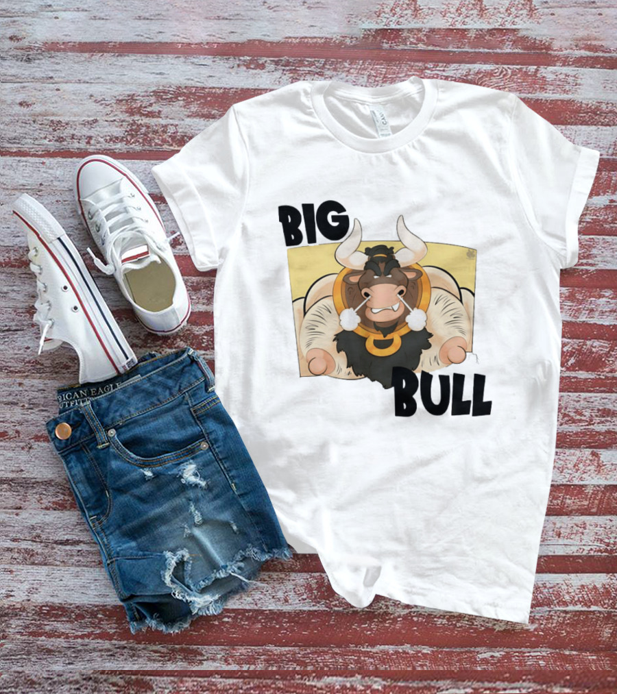Big Bull Bara Male Minotaur Cartoon Whimsical Horned T-Shirt
