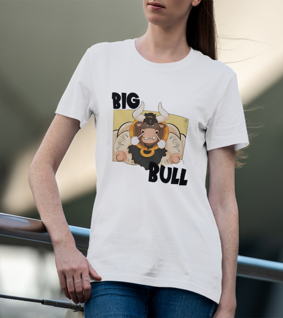Big Bull Bara Male Minotaur Cartoon Whimsical Horned T-Shirt