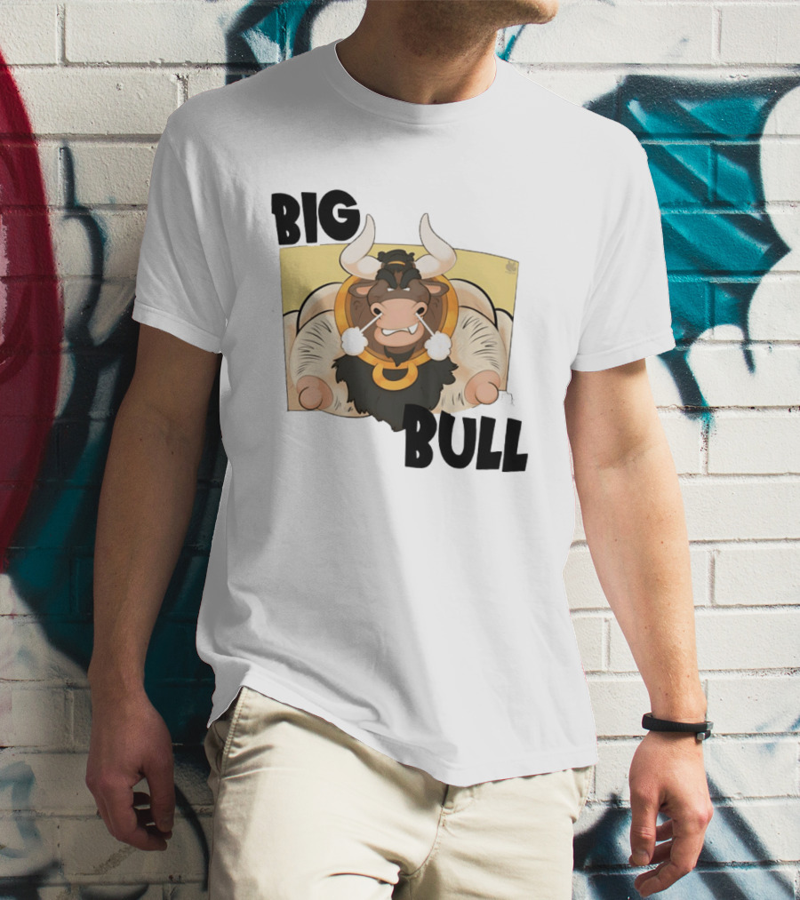 Big Bull Bara Male Minotaur Cartoon Whimsical Horned T-Shirt