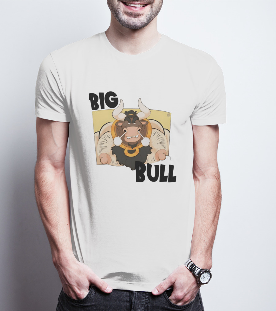 Big Bull Bara Male Minotaur Cartoon Whimsical Horned T-Shirt