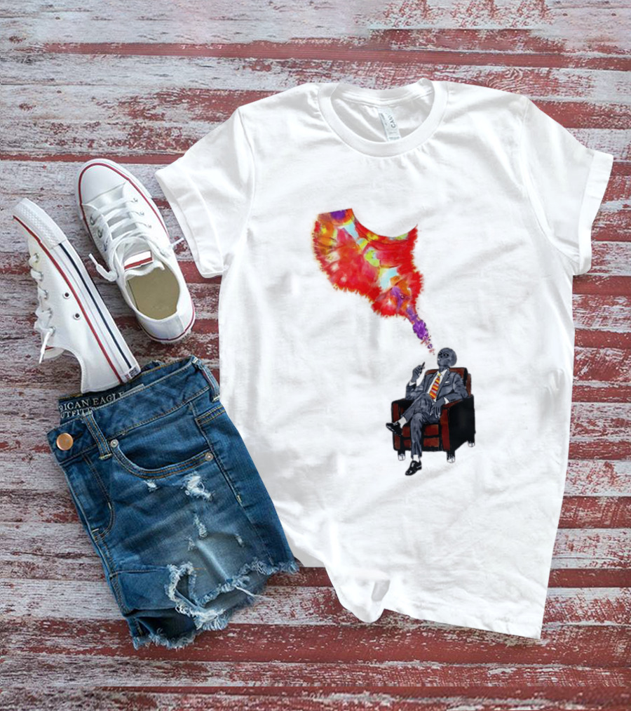 Finished Quazar Smoking Cosmic Alien In Suit With Colorful Smoke T-Shirt