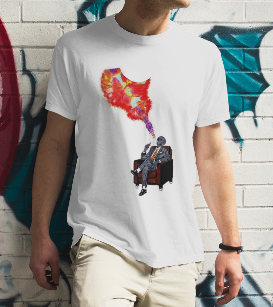 Finished Quazar Smoking Cosmic Alien In Suit With Colorful Smoke T-Shirt