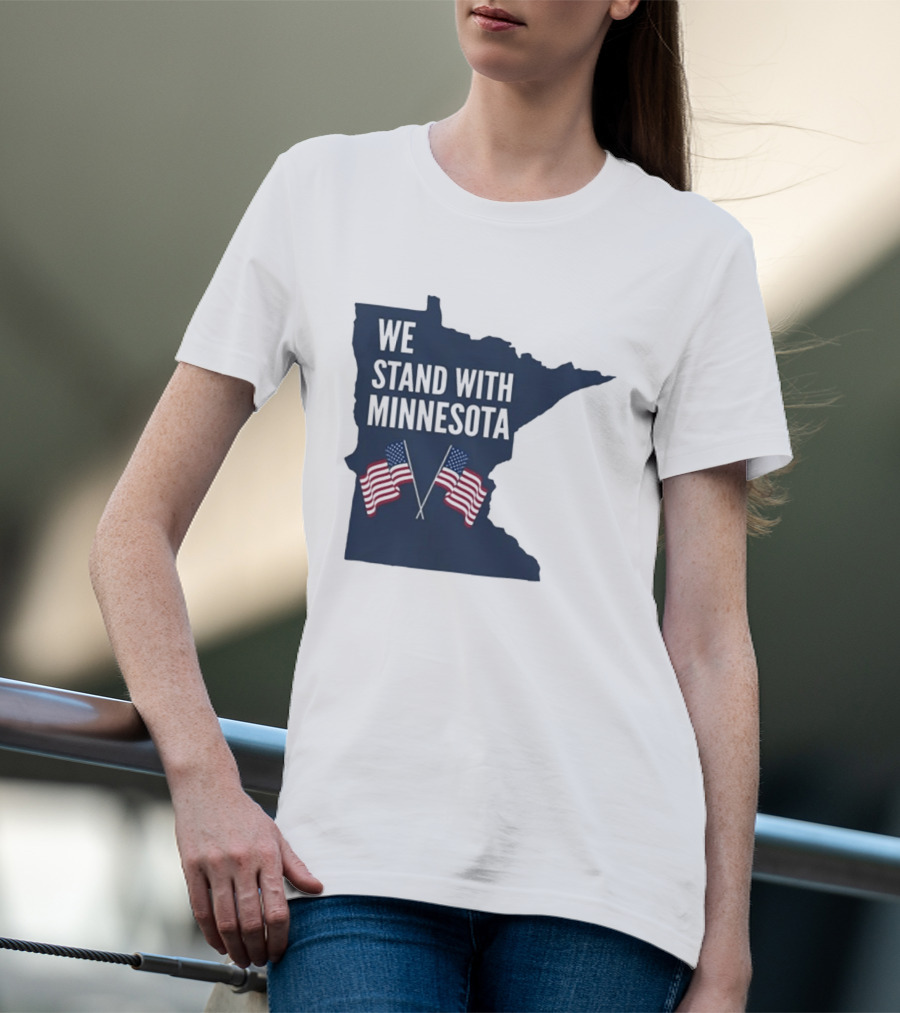 We Stand With Minnesota American Flags Solidarity T-Shirt