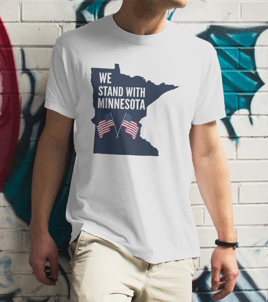 We Stand With Minnesota American Flags Solidarity T-Shirt