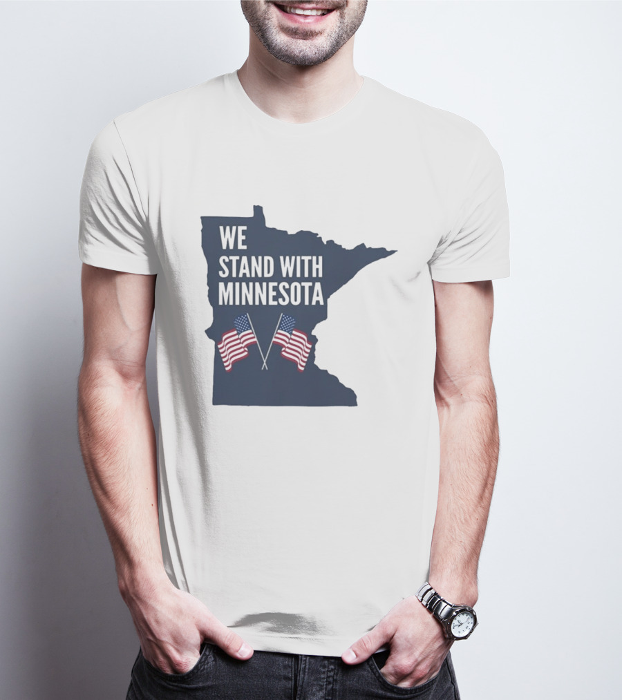 We Stand With Minnesota American Flags Solidarity T-Shirt