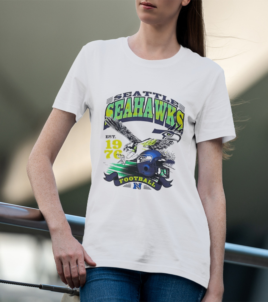 Seattle Seahawks Est. 1976 Football Puget Sound Champs Retro Helmet And Hawk T-Shirt