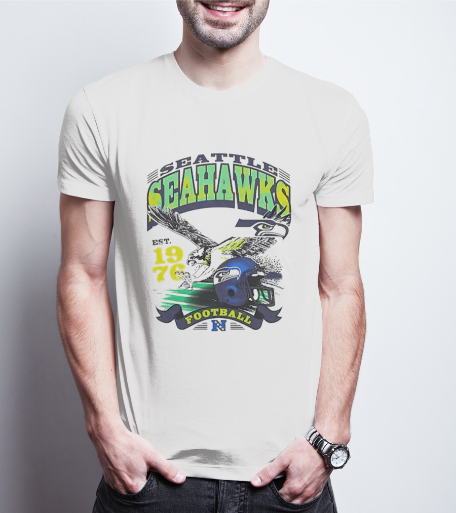 Seattle Seahawks Est. 1976 Football Puget Sound Champs Retro Helmet And Hawk T-Shirt