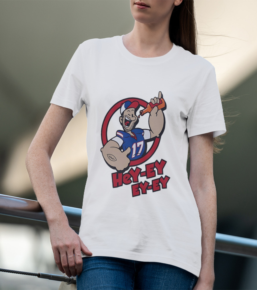 Hey Ey Ey Ey Josh Allen Illustrated Strong Finish Buffalo Bills T-Shirt