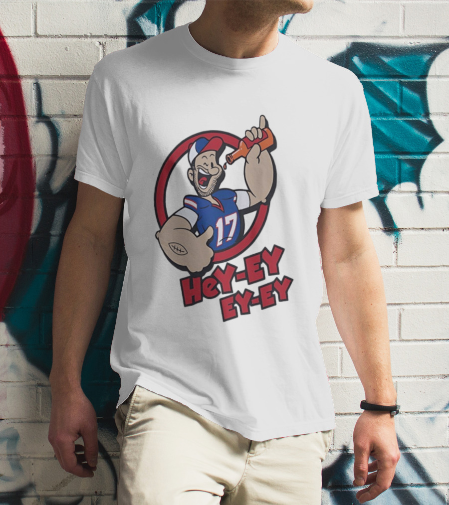 Hey Ey Ey Ey Josh Allen Illustrated Strong Finish Buffalo Bills T-Shirt