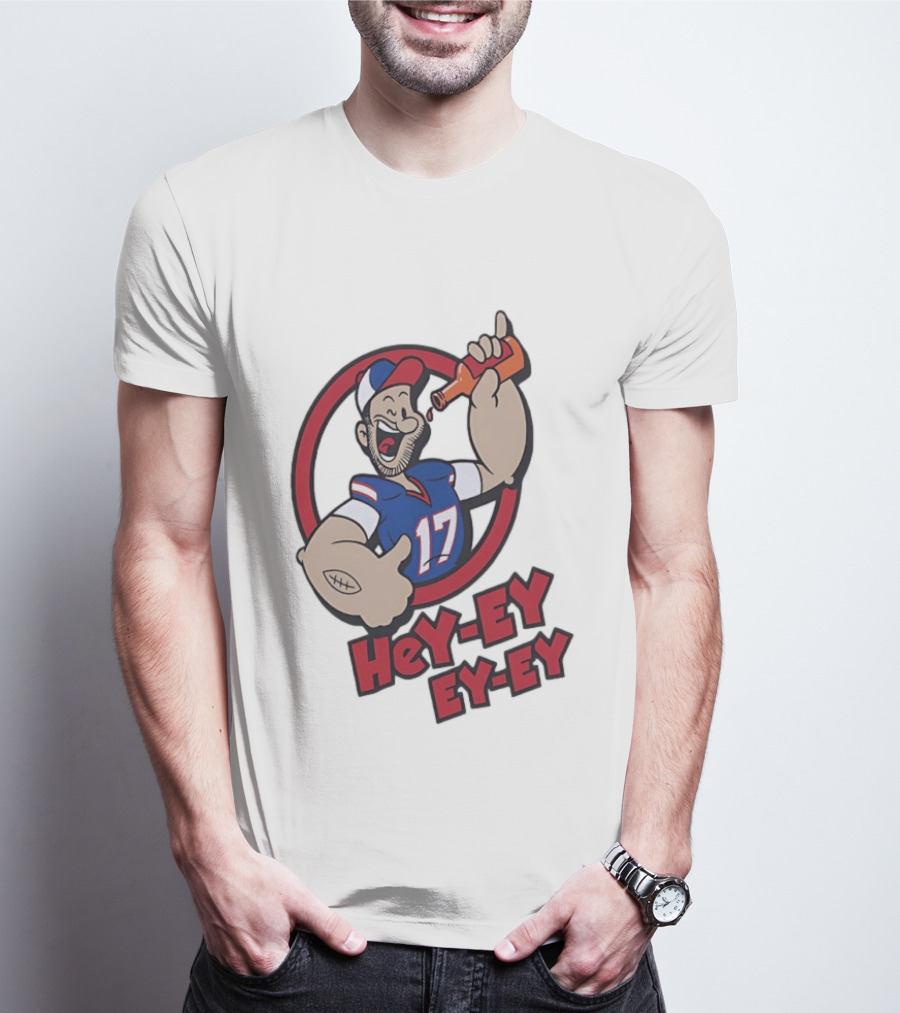 Hey Ey Ey Ey Josh Allen Illustrated Strong Finish Buffalo Bills T-Shirt
