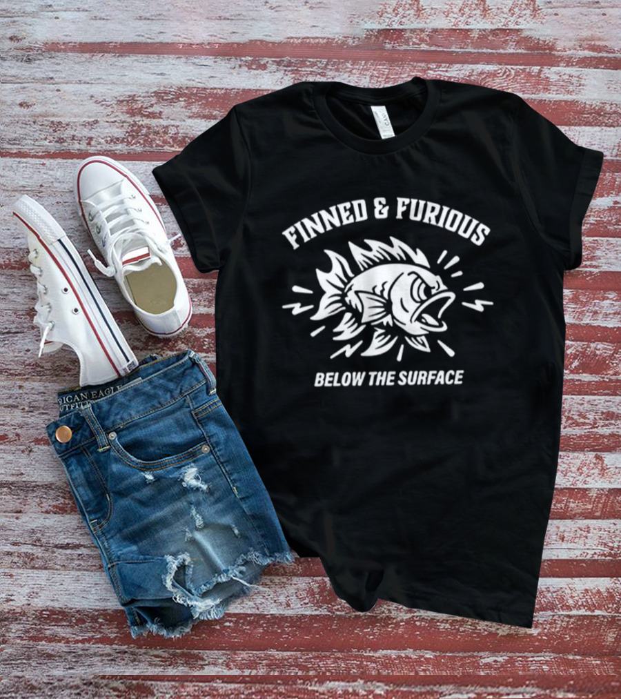 Finned And Furious Below The Surface Fish Emblem Adventure T-Shirt