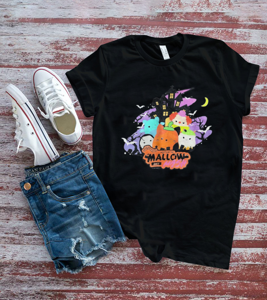 Month Of The Mallow Mash Halloween Haunted House Cats T-Shirt