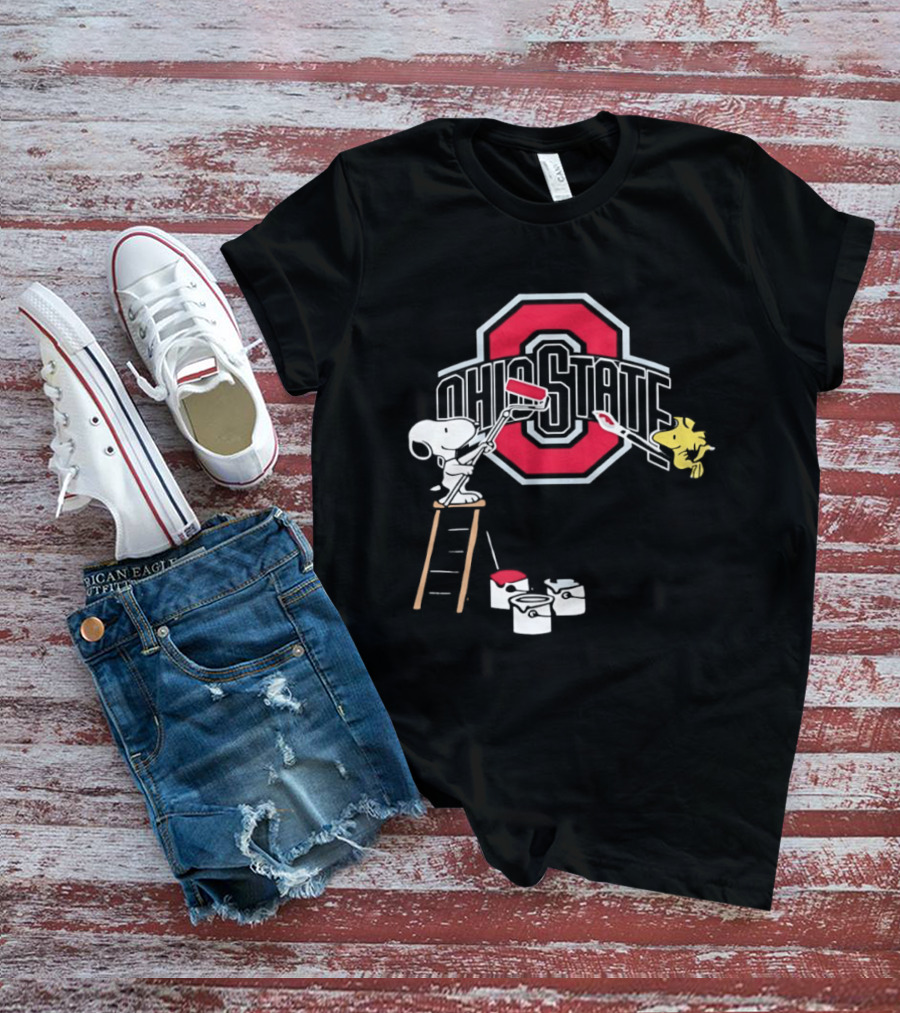 Snoopy Woodstock Ohio State Buckeyes Painting Adventure T-Shirt