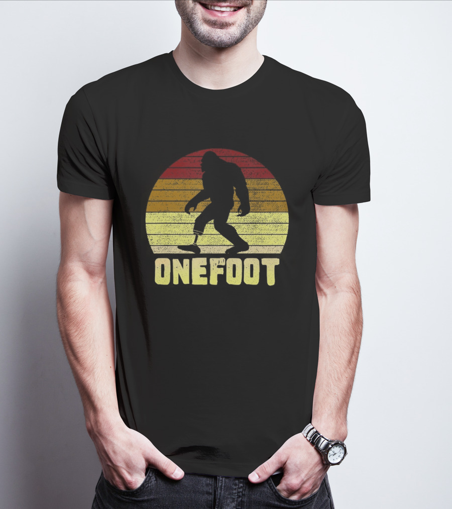 Bigfoot Artificial Leg Onefoot Silhouette Sunset T-Shirt