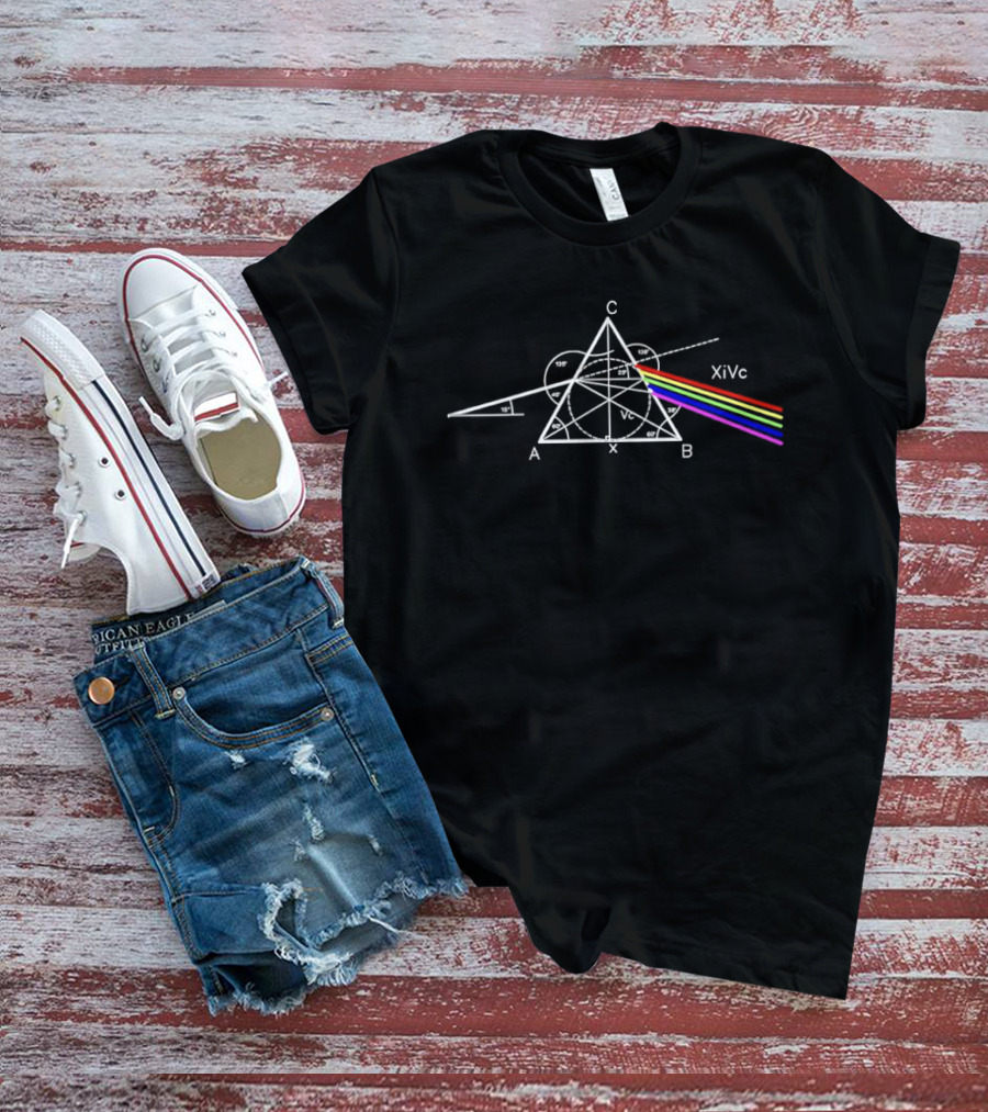 Optical Deconstruction Pink Floyd Dark Side Of The Moon Triangle Prism Rainbow Line T-Shirt