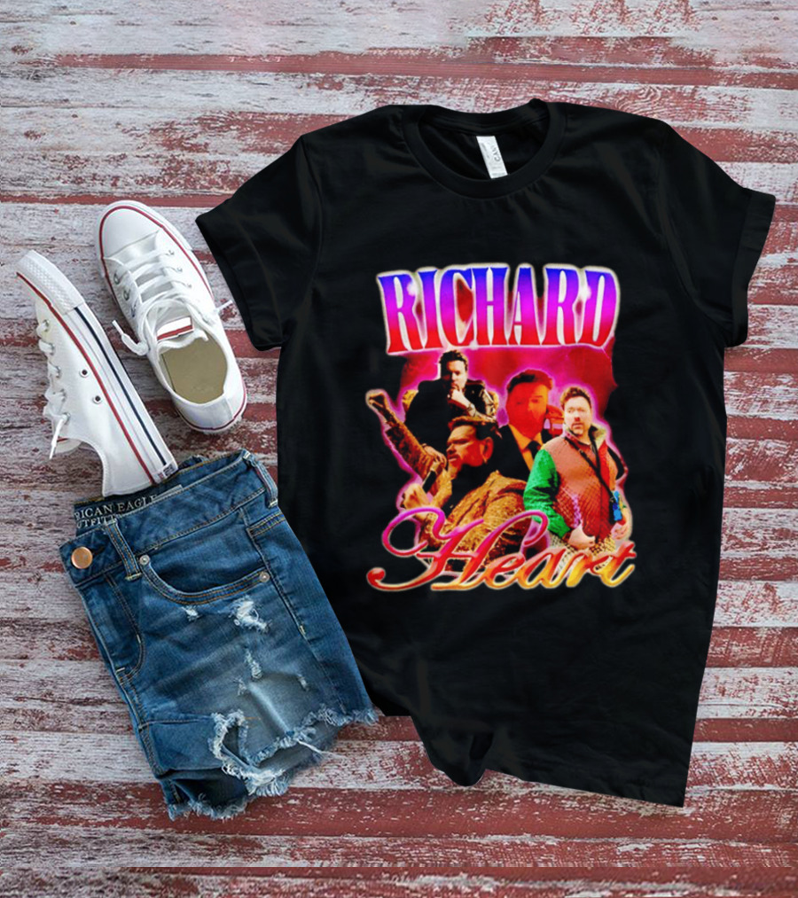 Richard Heart Lightning Bold Nostalgic Collage T-Shirt
