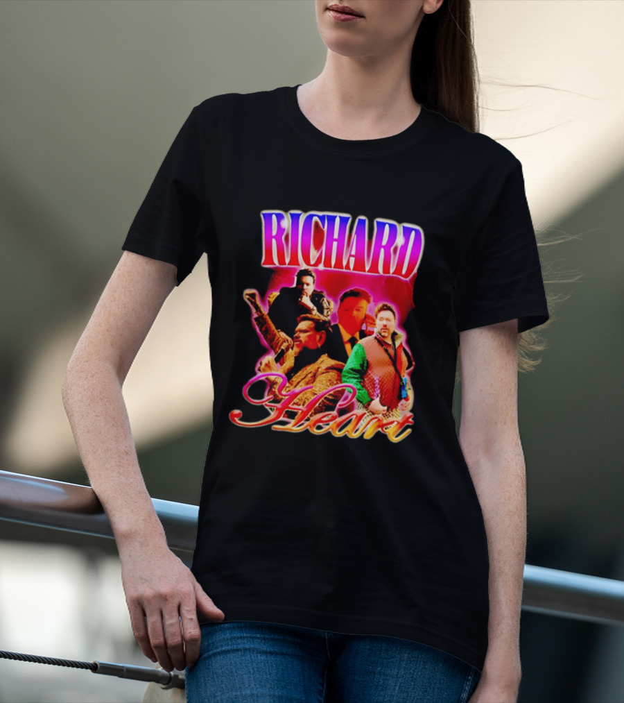 Richard Heart Lightning Bold Nostalgic Collage T-Shirt