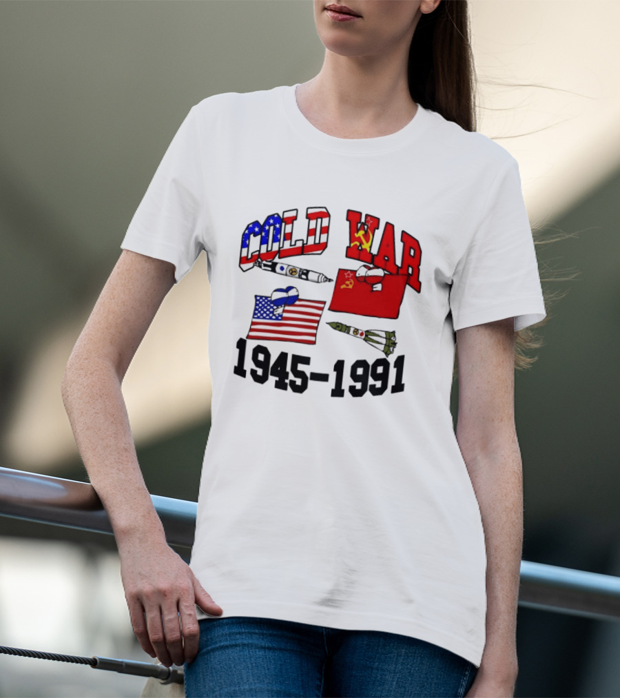 Cold War 1945 1991 American Soviet Rivalry Flags And Rockets T-Shirt
