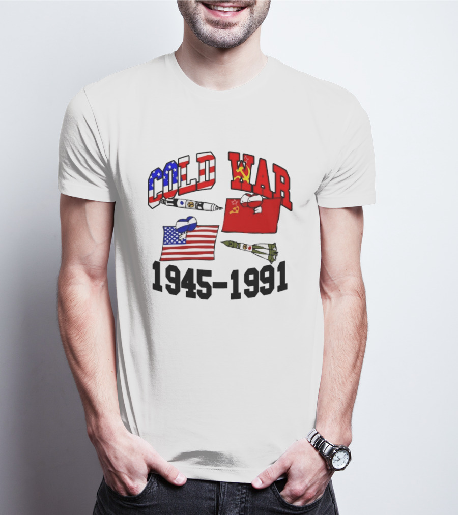 Cold War 1945 1991 American Soviet Rivalry Flags And Rockets T-Shirt