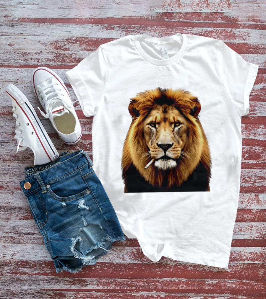 Lion Smoking Cigarette Majestic Wild T-Shirt