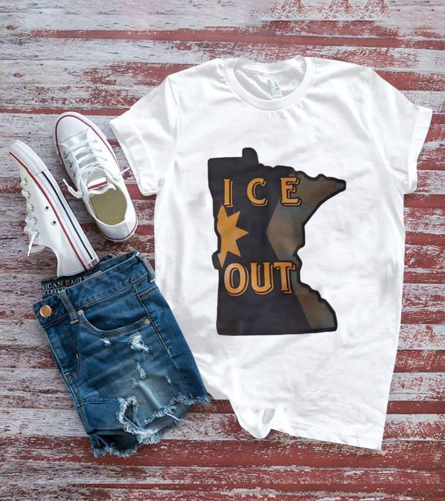 Minnesota Ice Out Bold Graphic State Map T-Shirt