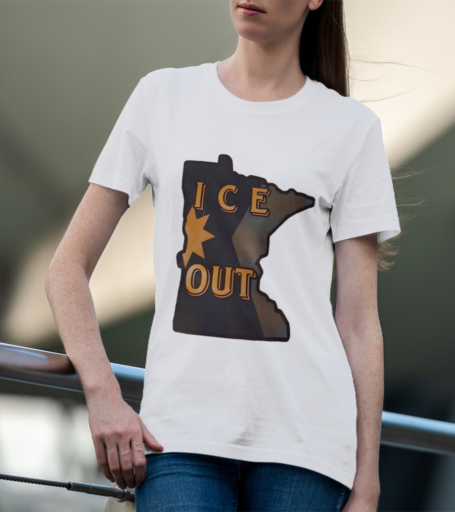 Minnesota Ice Out Bold Graphic State Map T-Shirt