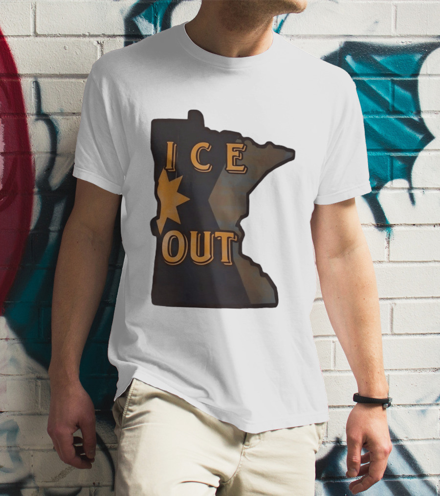 Minnesota Ice Out Bold Graphic State Map T-Shirt
