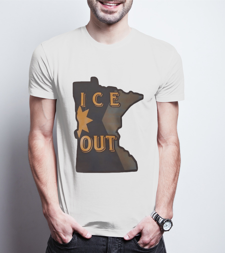 Minnesota Ice Out Bold Graphic State Map T-Shirt