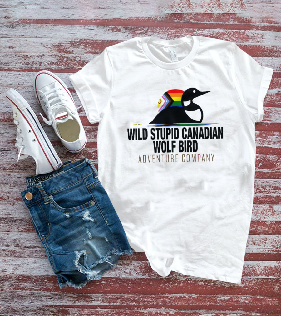Rainbow Canadian Wolf Bird Adventure Company T-Shirt