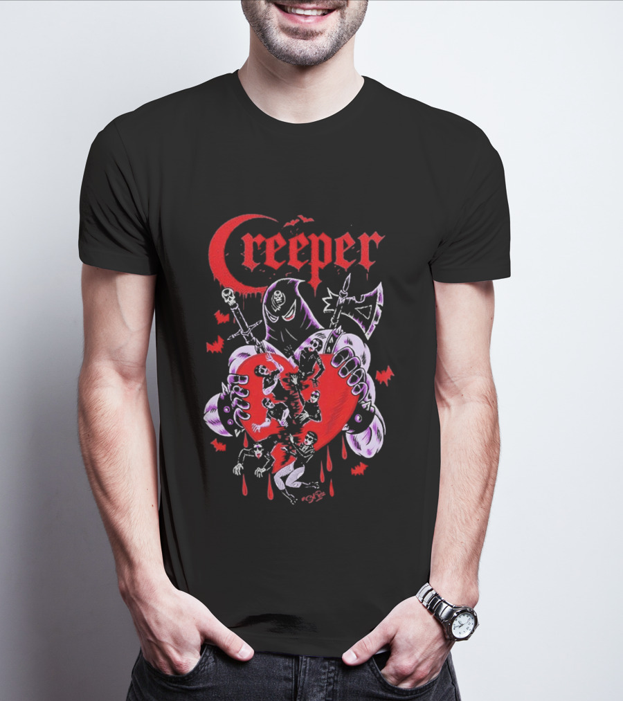 Creeper Sol Rac Valentines Heart And Skeletons 2026 T-Shirt