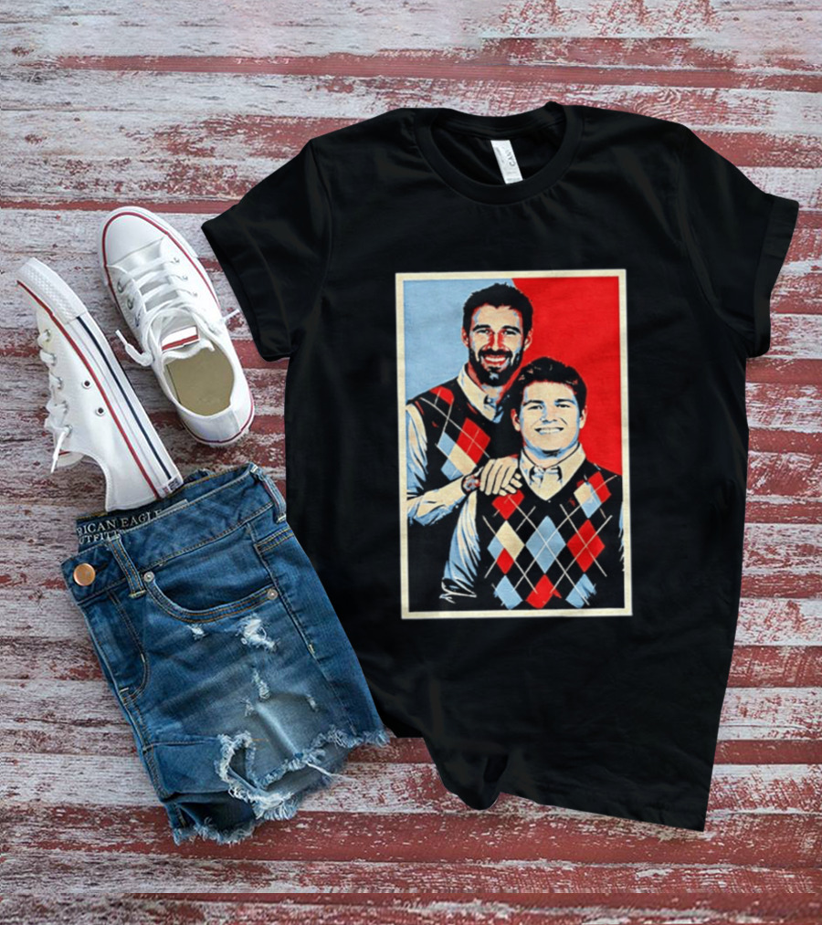 Mike Vrabel Drake Maye New England Patriots Football Hope Iconic Argyle Sweater T-Shirt