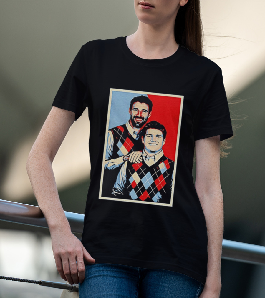 Mike Vrabel Drake Maye New England Patriots Football Hope Iconic Argyle Sweater T-Shirt