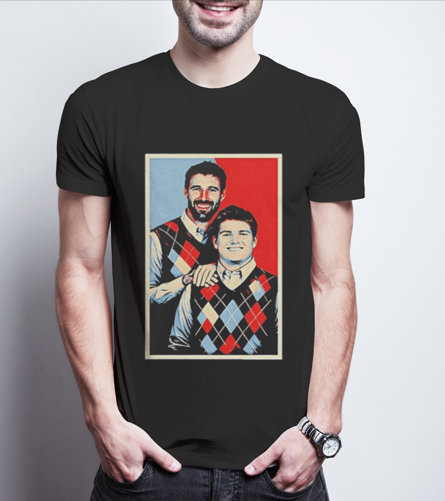 Mike Vrabel Drake Maye New England Patriots Football Hope Iconic Argyle Sweater T-Shirt