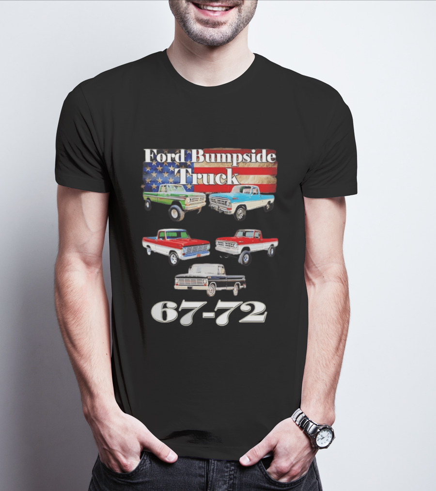 Ford Bumpside Truck 67 72 American Flag Classic Pickup Collection T-Shirt