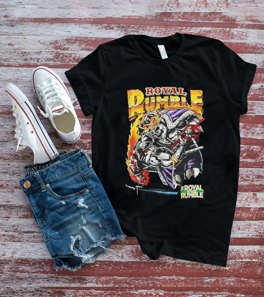 Royal Rumble Riyadh Boulevard Skeleton Crown Flame T-Shirt