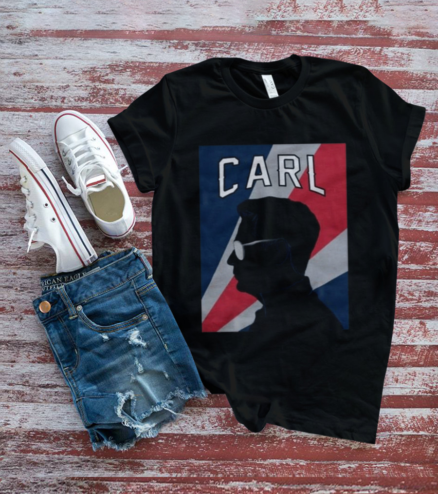 CARL Silhouette With Red And Blue Angled Stripes T-Shirt