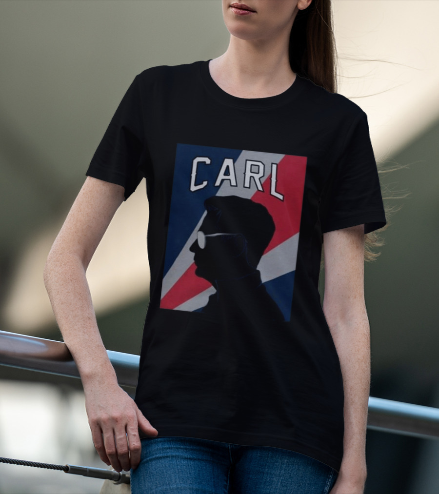 CARL Silhouette With Red And Blue Angled Stripes T-Shirt