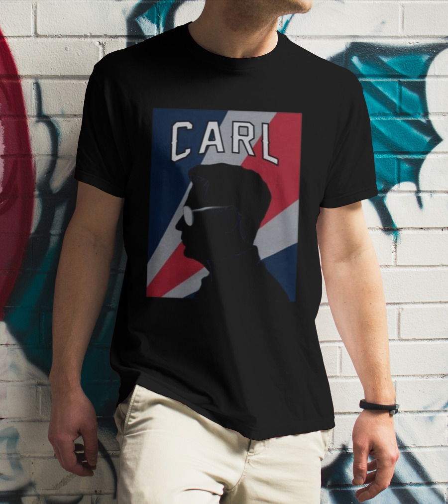 CARL Silhouette With Red And Blue Angled Stripes T-Shirt