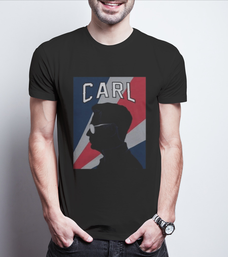 CARL Silhouette With Red And Blue Angled Stripes T-Shirt