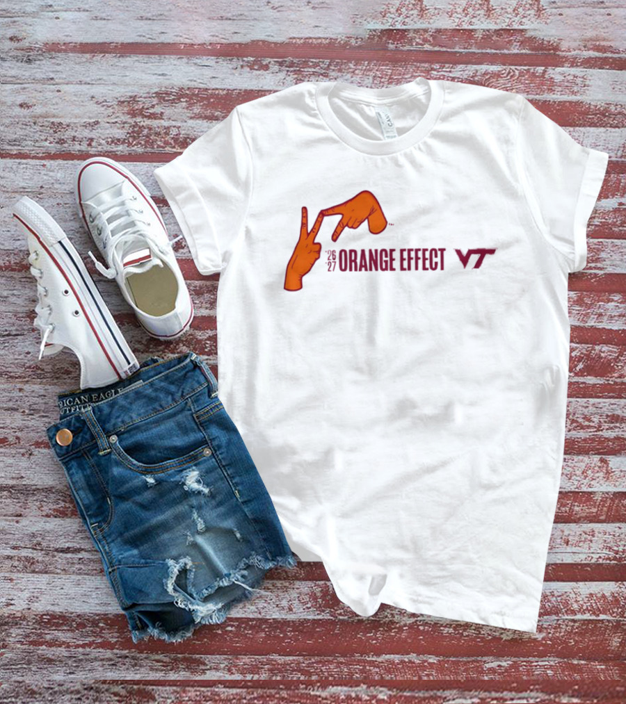 Virginia Tech Hokies 2026 2027 Orange Effect Hand Sign VT T-Shirt